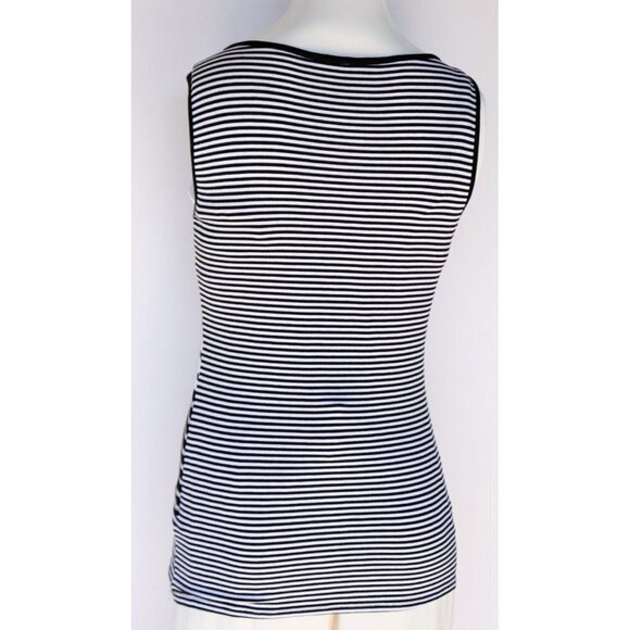 White House Black Market Womens Small Black White Tank Top Sleeveless Stripe Top - Picture 3 of 6
